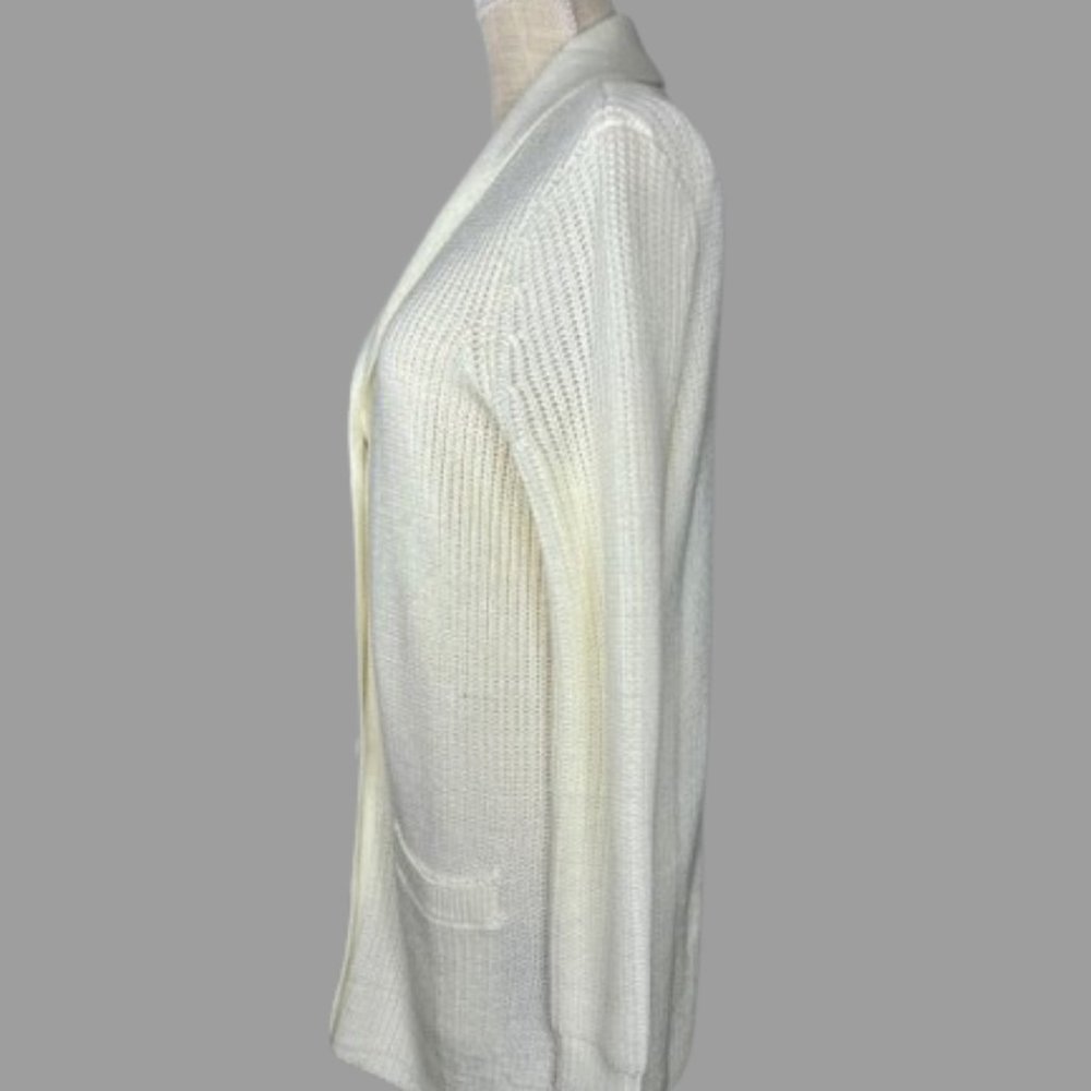 White Tunic Length Shawl Collar Cardigan from Blair - Picture 6 of 11